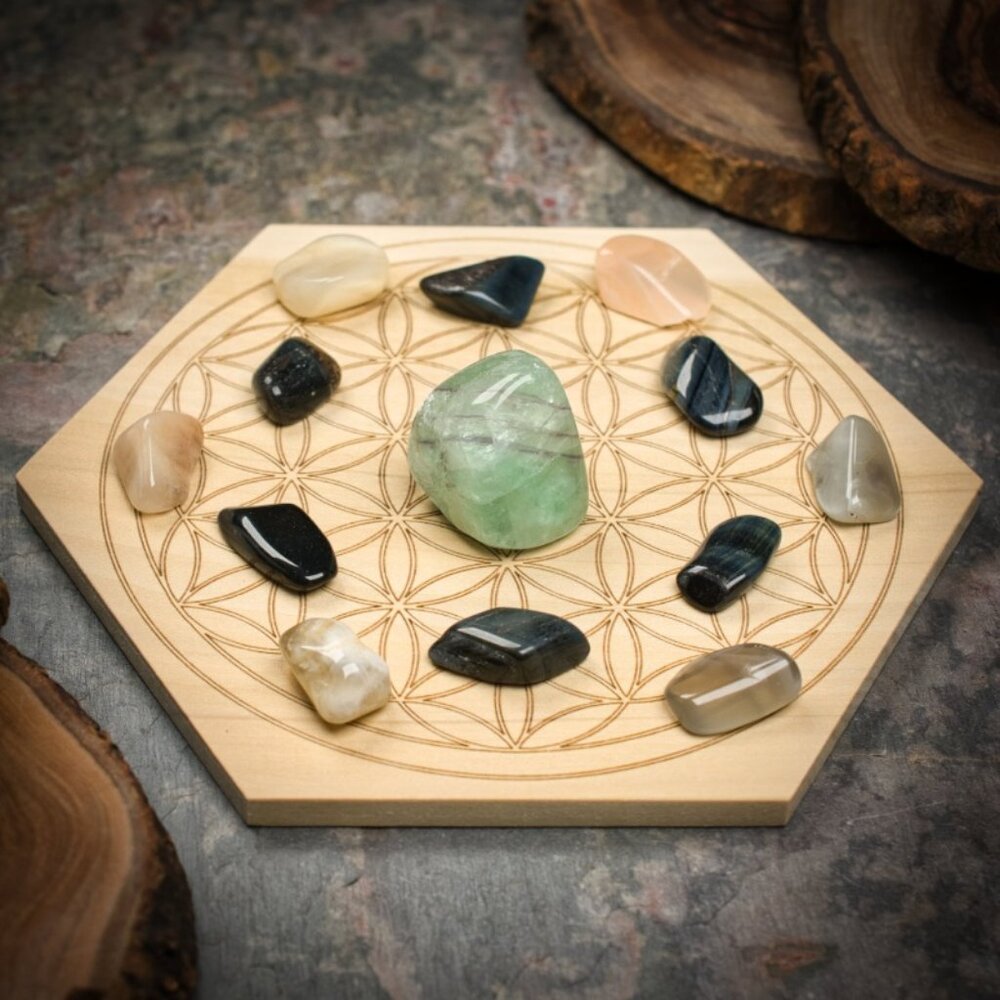 New Beginnings Mini Crystal Grid Set - Your choice of Wood Grid Board